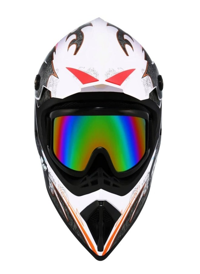 VarietyVoyageD 4-Piece Full Face Racing Motorcycle Helmet Kit Protective Gear Motorcycle Helmets Street Bike Racing Moto Helmet Cartoon Car Helmet Electric Car Helmet Suitable For Young Boys And Girls ﻿  - Image 2