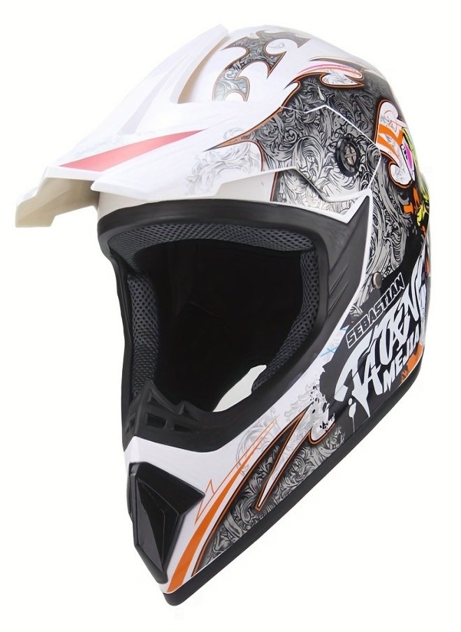 VarietyVoyageD - 4-Piece Full Face Racing Motorcycle Helmet Kit Protective Gear Motorcycle Helmets Street Bike Racing Moto Helmet Cartoon Car Helmet Electric Car Helmet Suitable For Young Boys And Girls ﻿ - Image 1