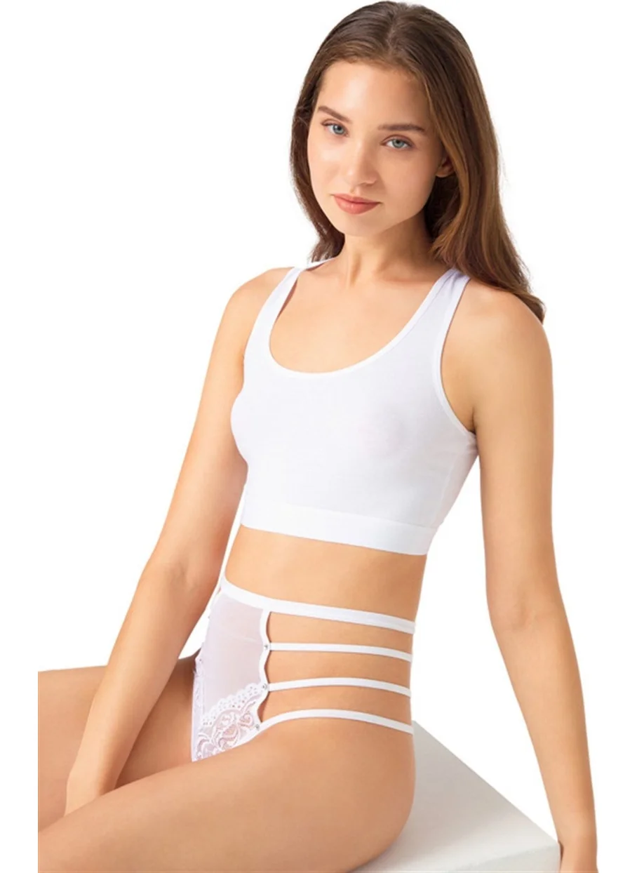 COTTONHILL White Transparent Rubber Detailed Women's Bikini Panties with Bow