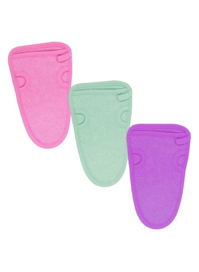 Elandy 3PCS Adult Bathing Gloves Mitts Shower Bathroom Skin Face Body Wash Massage Loofah Scrub Spa MittColor Random - Image 1