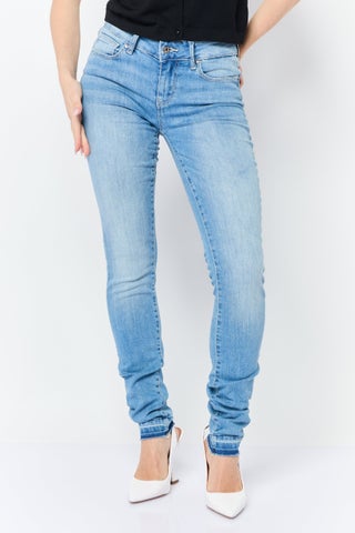 Women Skinny Fit Washed Denim Jeans, Light Blue