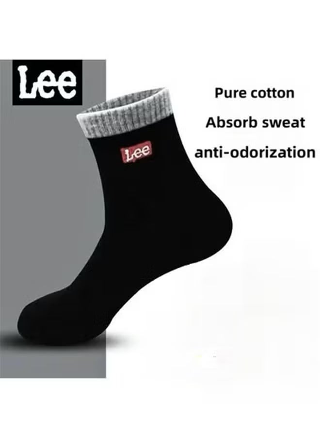 Lee Socks men's pure cotton casual basketball sports socks 5 pairs - Image 1