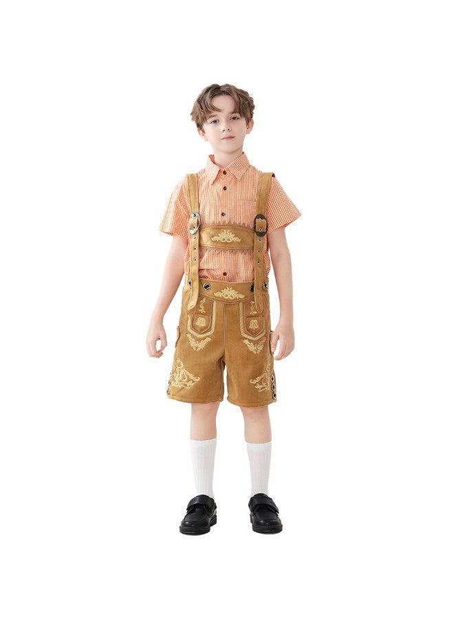 NIBEMINENT A two-piece Halloween costume consisting of overalls and a cotton checkered shirt - Image 1