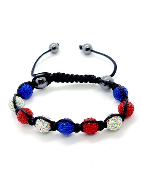 Shamballa Bracelet with 9 Crystal Disco Ball Beads and Adjustable Cord String