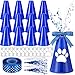 Rotatingpals 12 Pcs Blue Cheer Megaphone Bulk Plastic DIY Megaphone Party Accessory Cheerleading Centerpiece Decor for School Cheers Sports Match Game Outdoor ActivitiesPawBlue White - Image 2