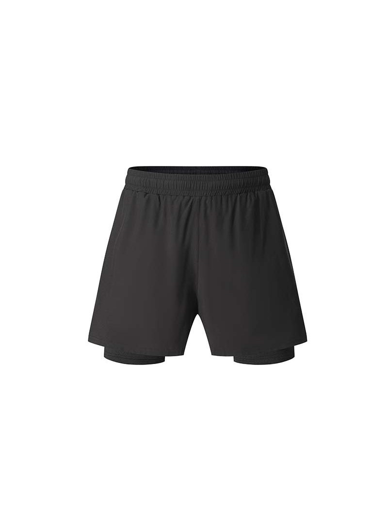 Mens Summer Running Shorts Quick Dry Breathable Fitness Gym Three-quarter Length Fake Two-Piece Shorts Available for Logo Printing Dark gray  - Image 2