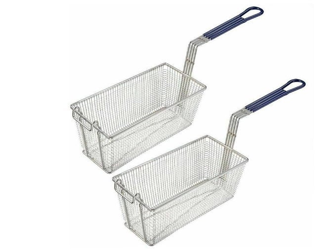 2X COMMERCIAL DEEP FAT FRYER BASKET 34X14X14CM COMPATIBLE WITH BLUE SEAL FRYER GAS AND ELECTRIC CATERING DEEP FAT FRYING FITS GT18 GT45 GT45E GT46 GT46E GT60 GT60E