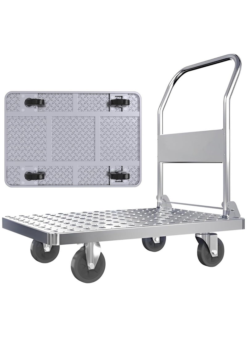Generic Steel Panel Truck Cart, Industrial Platform Truck Cart, Heavy Duty Cart Flatbed Cart with 660 lbs Capacity, L28.7*W18.5*H32.6Inch Steel Board - Image 1
