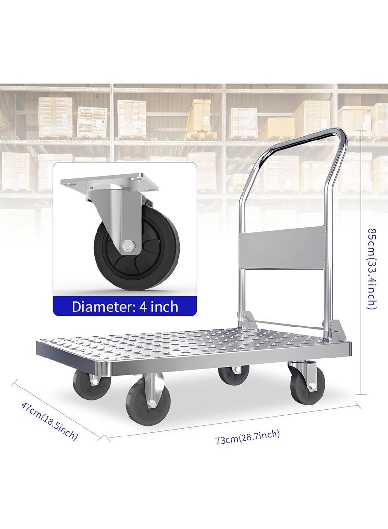 Generic Steel Panel Truck Cart, Industrial Platform Truck Cart, Heavy Duty Cart Flatbed Cart with 660 lbs Capacity, L28.7*W18.5*H32.6Inch Steel Board - Image 2