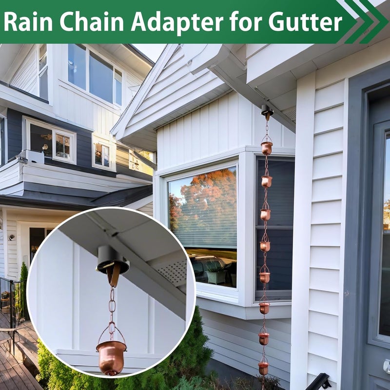 FOROIRON 4 Pack Rain Chain Adapter for Gutter Rain Chain for Outside Metal Rain Chain Adapter with Bolt Rain Chain Gutter for Outside Gutter Downspout - Image 5