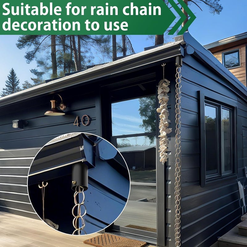 FOROIRON 4 Pack Rain Chain Adapter for Gutter Rain Chain for Outside Metal Rain Chain Adapter with Bolt Rain Chain Gutter for Outside Gutter Downspout - Image 2