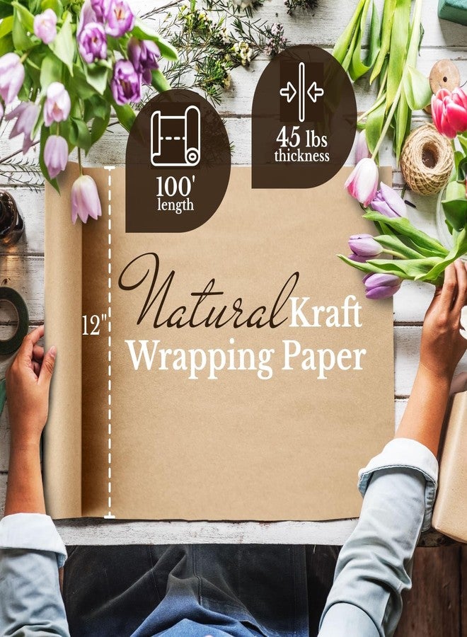 Paclord Flower Wrapping Kraft Paper, 12" x 1200" (100 ft), 45 lbs Thickness – Brown Paper Roll for Bouquet Wrapping, Floristic Shops, and Flower Decorations - Image 2