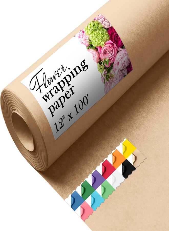 Paclord Flower Wrapping Kraft Paper, 12" x 1200" (100 ft), 45 lbs Thickness – Brown Paper Roll for Bouquet Wrapping, Floristic Shops, and Flower Decorations - Image 1