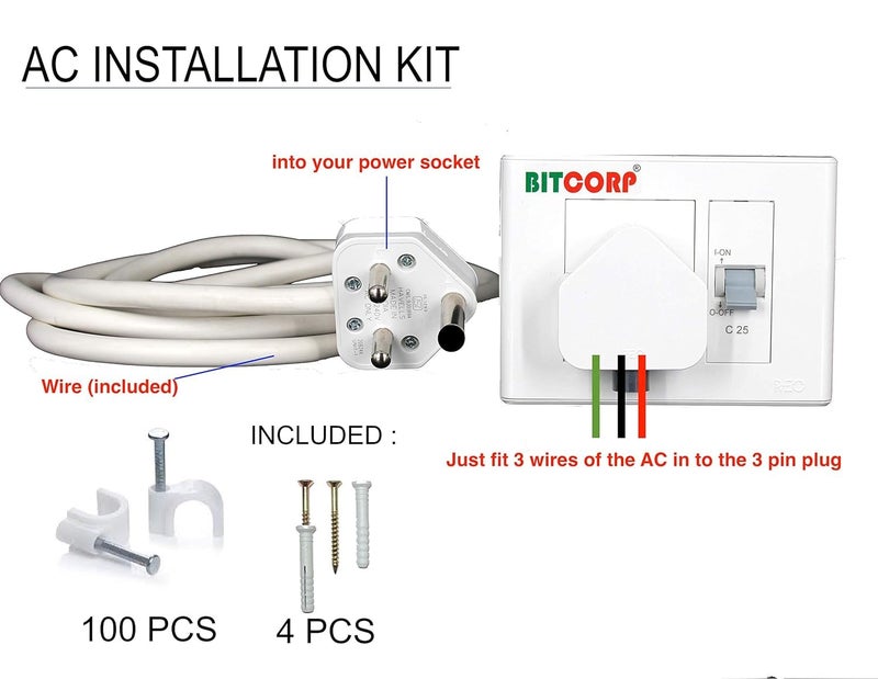 BITCORP Bitcorp Extension Board for 15 Ton Air Conditioner AC Box 15A16A20A25A 3500W Power Strip with 8 Meter Cable Cord for Electric Car Charging White  - Image 3