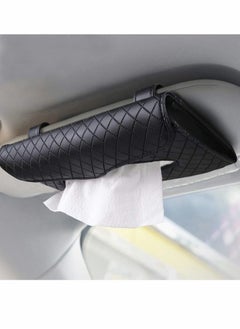 KASTWAVE Car Tissue Holder, Luxury Tissue Box Holder for Car, Sun Visor Napkin Holder, Hanging Car Tissues Holder for Car & Truck Decoration, PU Leather Backseat Car Tissue Box (Black)  - Image 1