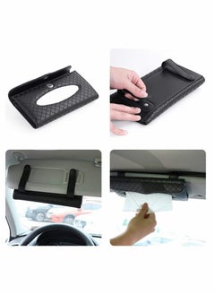 KASTWAVE Car Tissue Holder, Luxury Tissue Box Holder for Car, Sun Visor Napkin Holder, Hanging Car Tissues Holder for Car & Truck Decoration, PU Leather Backseat Car Tissue Box (Black)  - Image 4