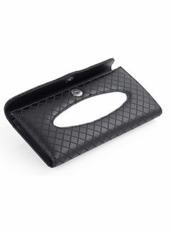 KASTWAVE Car Tissue Holder, Luxury Tissue Box Holder for Car, Sun Visor Napkin Holder, Hanging Car Tissues Holder for Car & Truck Decoration, PU Leather Backseat Car Tissue Box (Black)  - Image 3