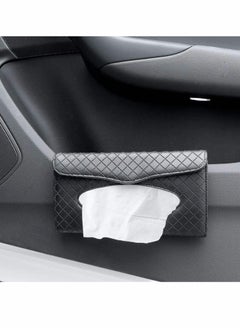 KASTWAVE Car Tissue Holder, Luxury Tissue Box Holder for Car, Sun Visor Napkin Holder, Hanging Car Tissues Holder for Car & Truck Decoration, PU Leather Backseat Car Tissue Box (Black)  - Image 5