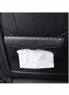 KASTWAVE Car Tissue Holder, Luxury Tissue Box Holder for Car, Sun Visor Napkin Holder, Hanging Car Tissues Holder for Car & Truck Decoration, PU Leather Backseat Car Tissue Box (Black)  - Image 2