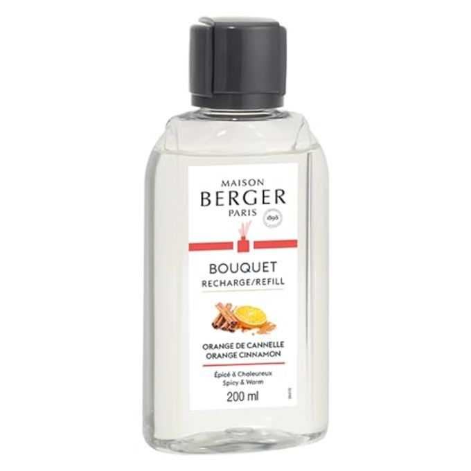 Maison Berger 200Ml/6.76 Fl. Oz. Orange Cinnamon Reed Diffuser Refill, Clear - Image 1