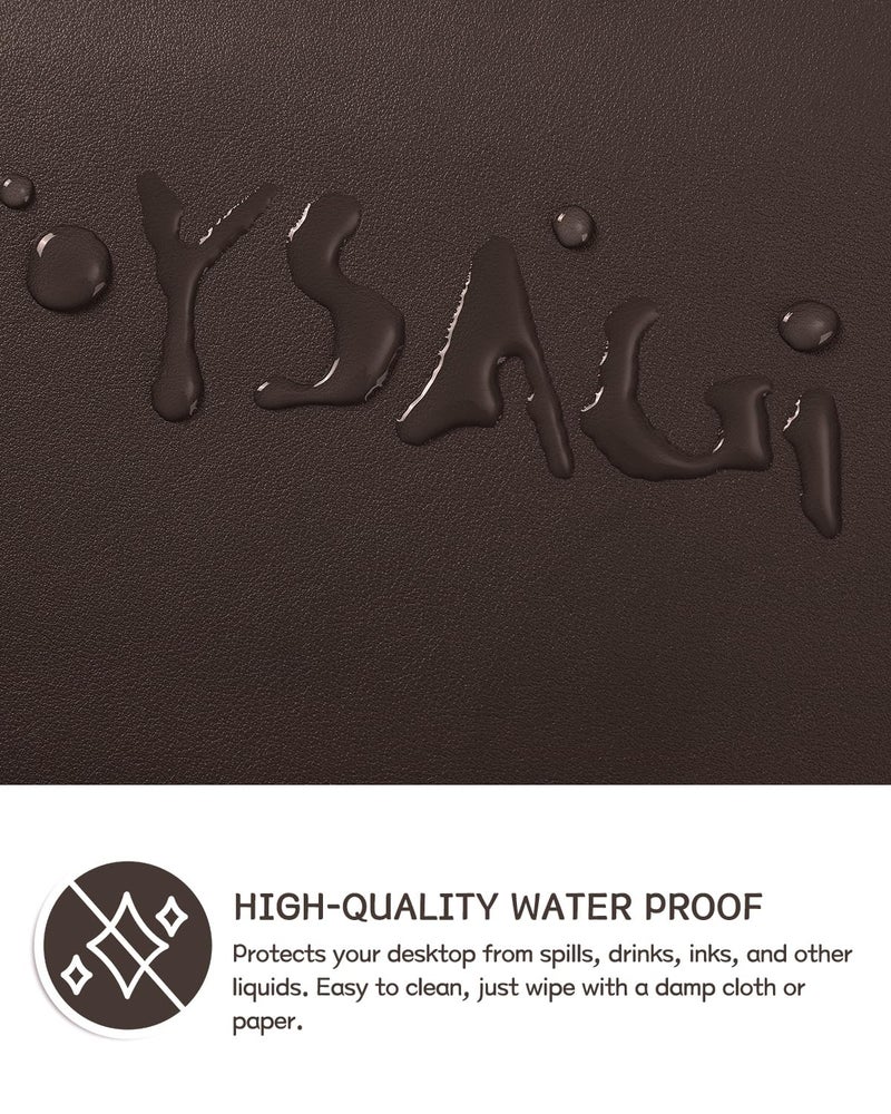 YSAGi Non-Slip Leather Desk Mat, Desk Mouse Pad, Waterproof PVC Leather Desk Table Protector, Large Desk Blotter, Easy Clean Laptop Desk Writing Mat for Office/Work/Home/Decor(Dark Brown, 23.6" x 13.7") - Image 3