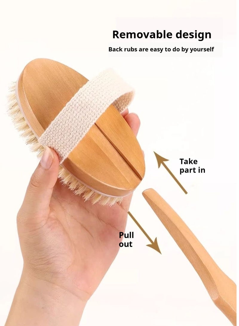 Long Handled Removable Dual Purpose Dry Shower Body Brush, Dry Brush for Cellulite and Lymphatic Drainage, Exfoliating Brush, Shower Brush Body Scrubs - Image 2