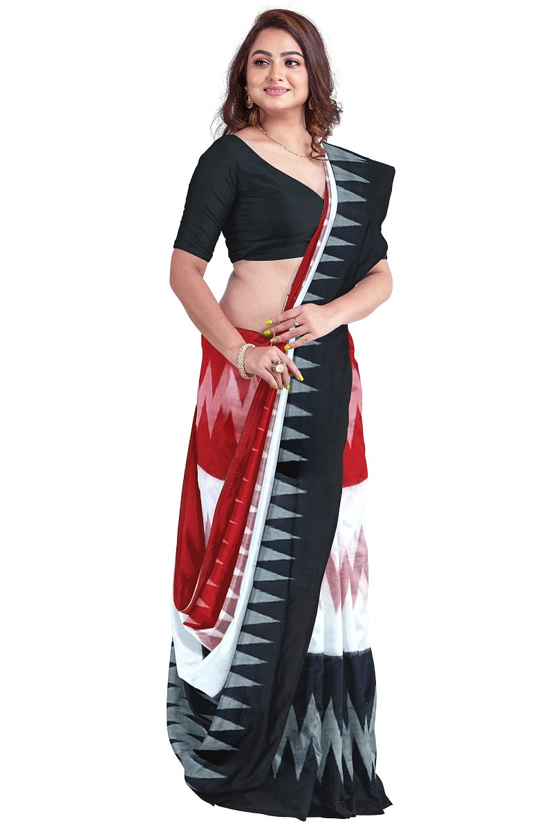 BHS Women's Sambalpuri Pure Cotton Bomkai Saree (Nuapatanapata_Multicolour) - Image 2