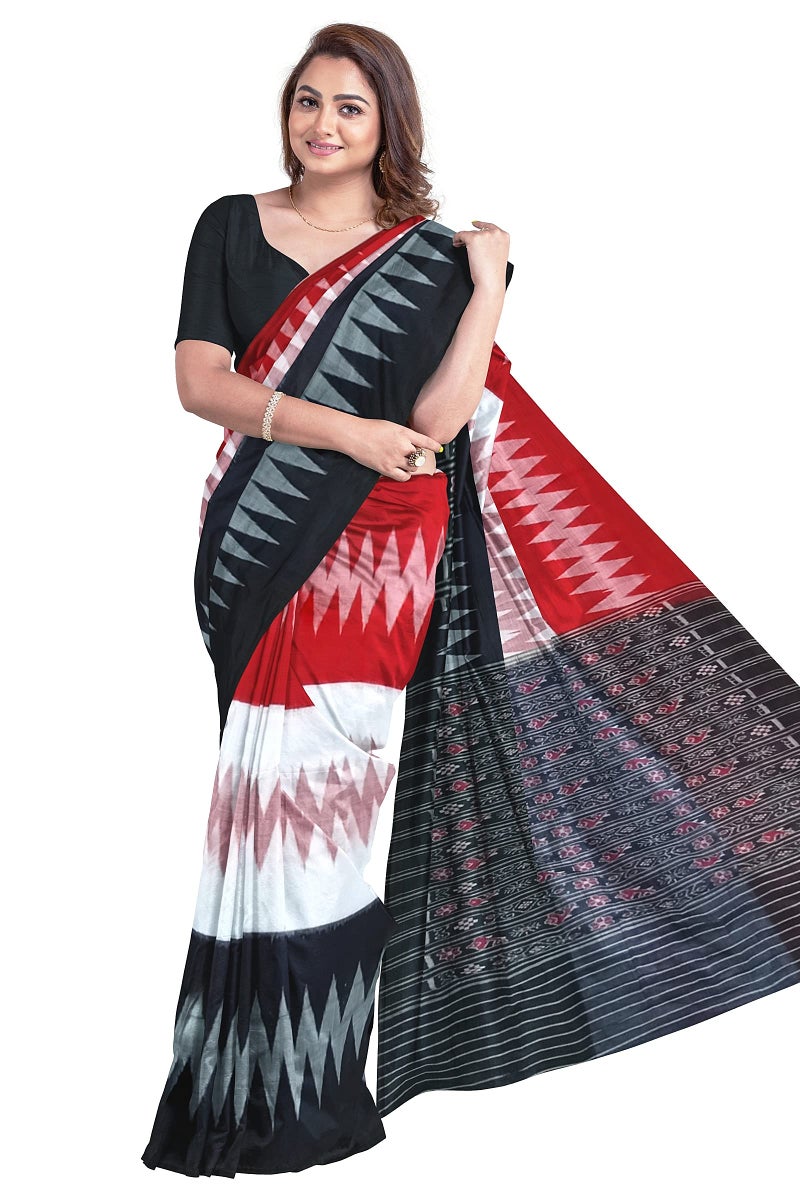 BHS Women's Sambalpuri Pure Cotton Bomkai Saree (Nuapatanapata_Multicolour) - Image 1