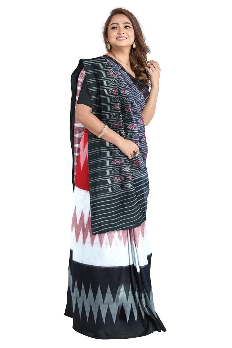 BHS Women's Sambalpuri Pure Cotton Bomkai Saree (Nuapatanapata_Multicolour) - Image 4