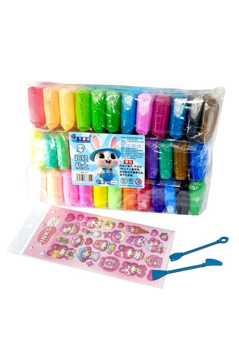 36 Colors Air Dry Foam Clay Kit – DIY Modeling Clay with Handy Carry Bag Stickers & Sculpting Tools, Non-Toxic Soft Magic Clay for Kids Art Crafts  - Image 5