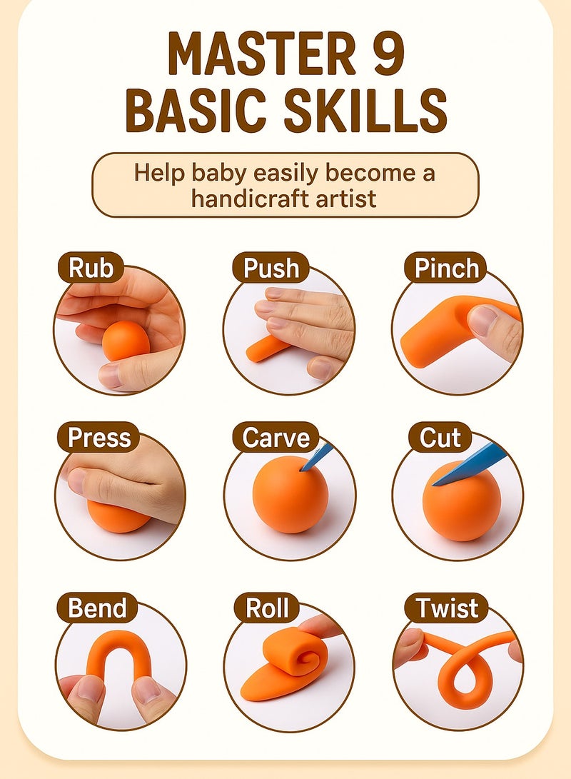 36 Colors Air Dry Foam Clay Kit – DIY Modeling Clay with Handy Carry Bag Stickers & Sculpting Tools, Non-Toxic Soft Magic Clay for Kids Art Crafts（Melody） - Image 5