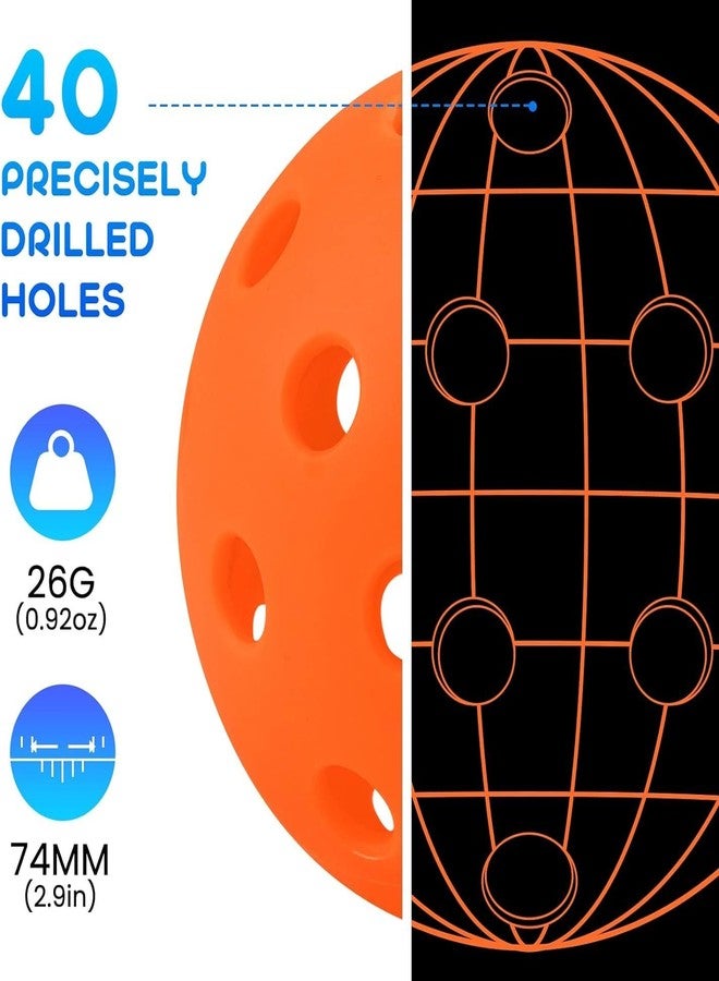 Geekman Backyard Pickleball Expert, Durable 40-Hole Balls with Bonus Paddles, Consistently Bouncing Balls for Park Games, Set of 6 Pack - Image 5
