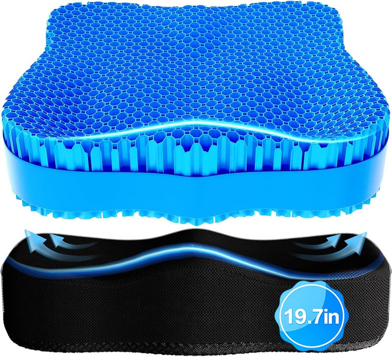Tsmertor Gel Seat Cushion for Office Chair 3.54in Thick Ergonomic Gel Chair Cushion Seat Pad for Long Sitting Relieve Sciatica Back,Pressure Sore Ulcer Pain,Seat Cushion for Wheelchair Office Chairs Car Seats - Image 1