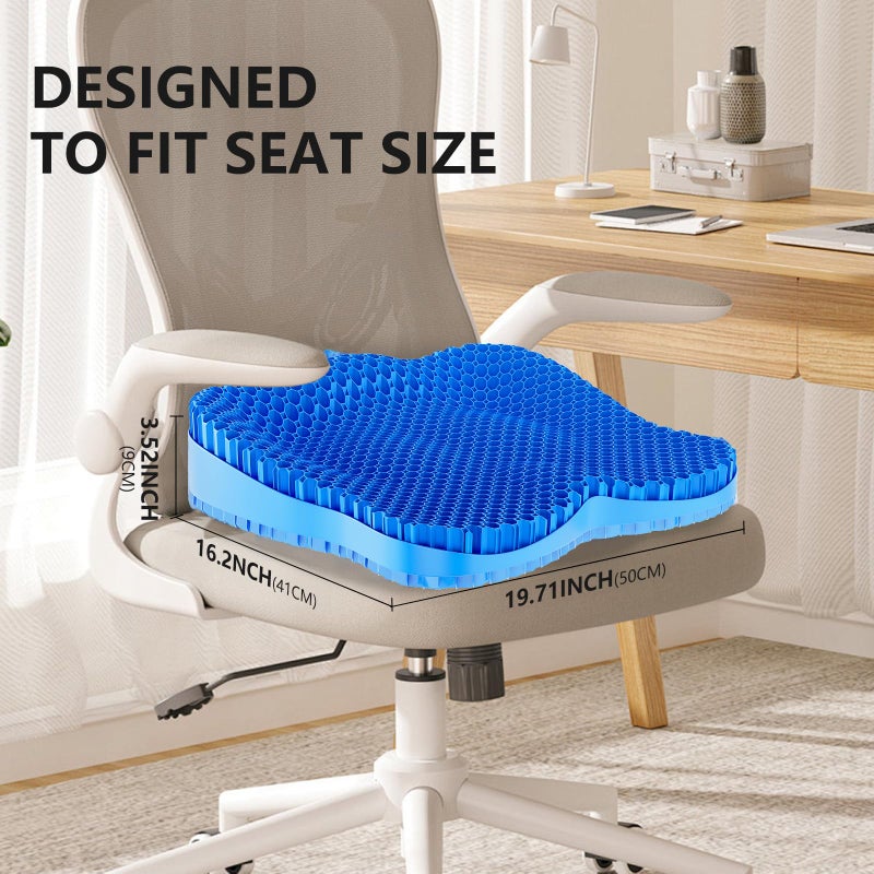 Tsmertor Gel Seat Cushion for Office Chair 3.54in Thick Ergonomic Gel Chair Cushion Seat Pad for Long Sitting Relieve Sciatica Back,Pressure Sore Ulcer Pain,Seat Cushion for Wheelchair Office Chairs Car Seats - Image 2
