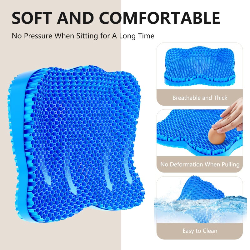 Tsmertor Gel Seat Cushion for Office Chair 3.54in Thick Ergonomic Gel Chair Cushion Seat Pad for Long Sitting Relieve Sciatica Back,Pressure Sore Ulcer Pain,Seat Cushion for Wheelchair Office Chairs Car Seats - Image 4