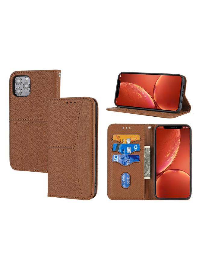 S-TOP Case For iPhone 16 Pro Woven Texture Stitching Magnetic Leather Phone Case - Image 1