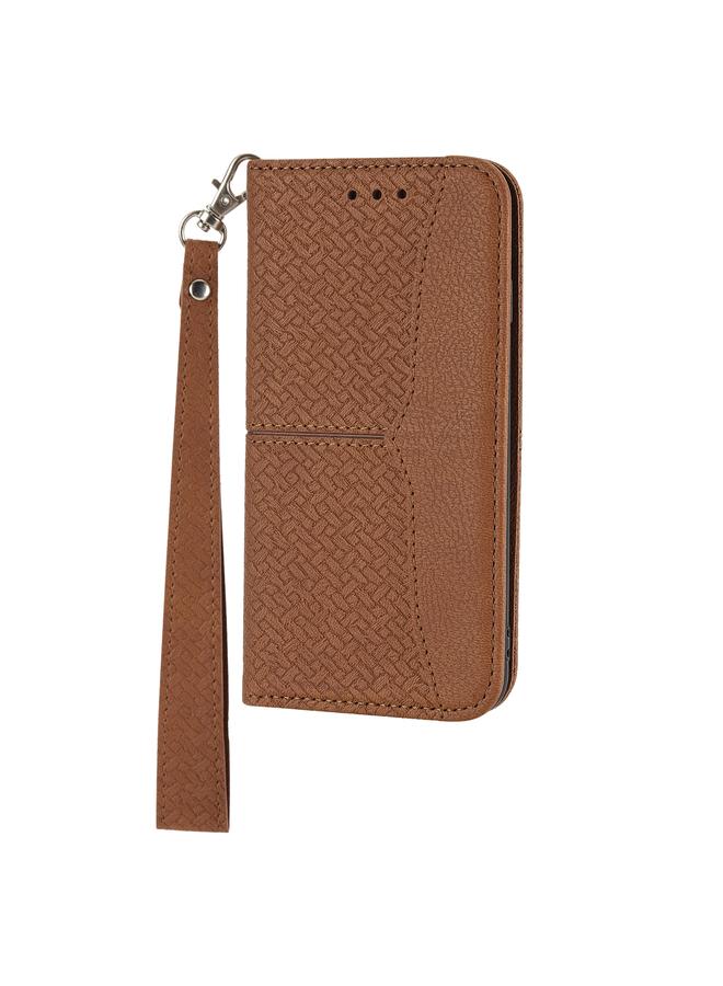 S-TOP Case For iPhone 16 Pro Woven Texture Stitching Magnetic Leather Phone Case - Image 2