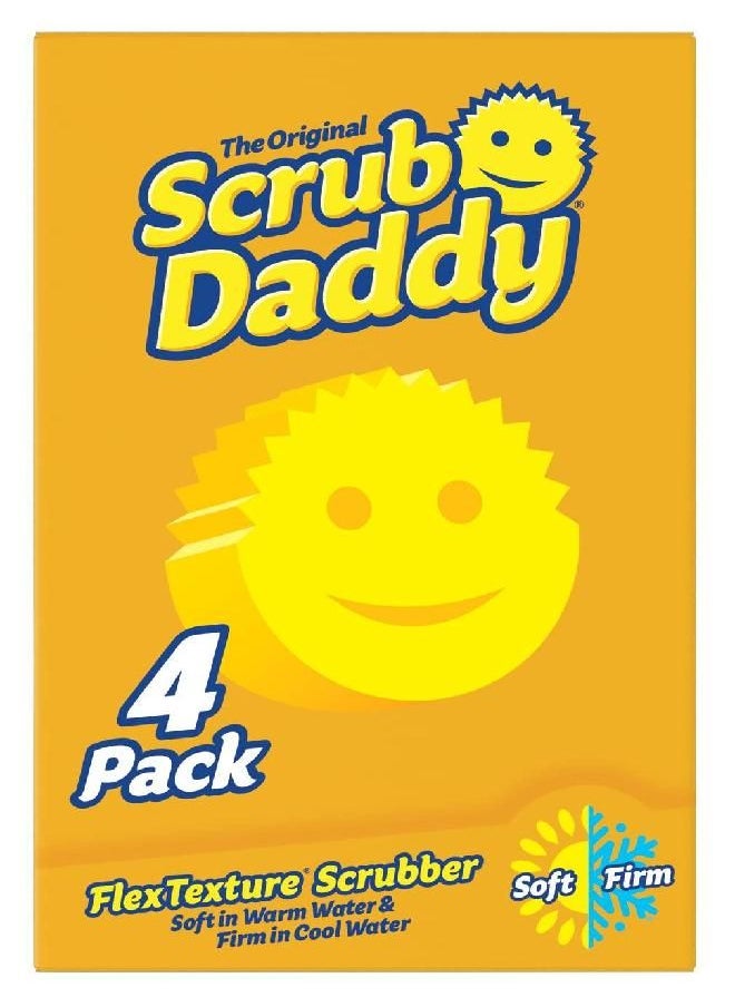 Scrub Daddy - Original Scrub Daddy Sponge - Scratch Free Scrubber for Dishes and Home, Odor Resistant, Soft in Warm Water, Firm in Cold, Deep Cleaning Kitchen and Bathroom, Multi-use, Dishwasher Safe, 4ct - Image 1