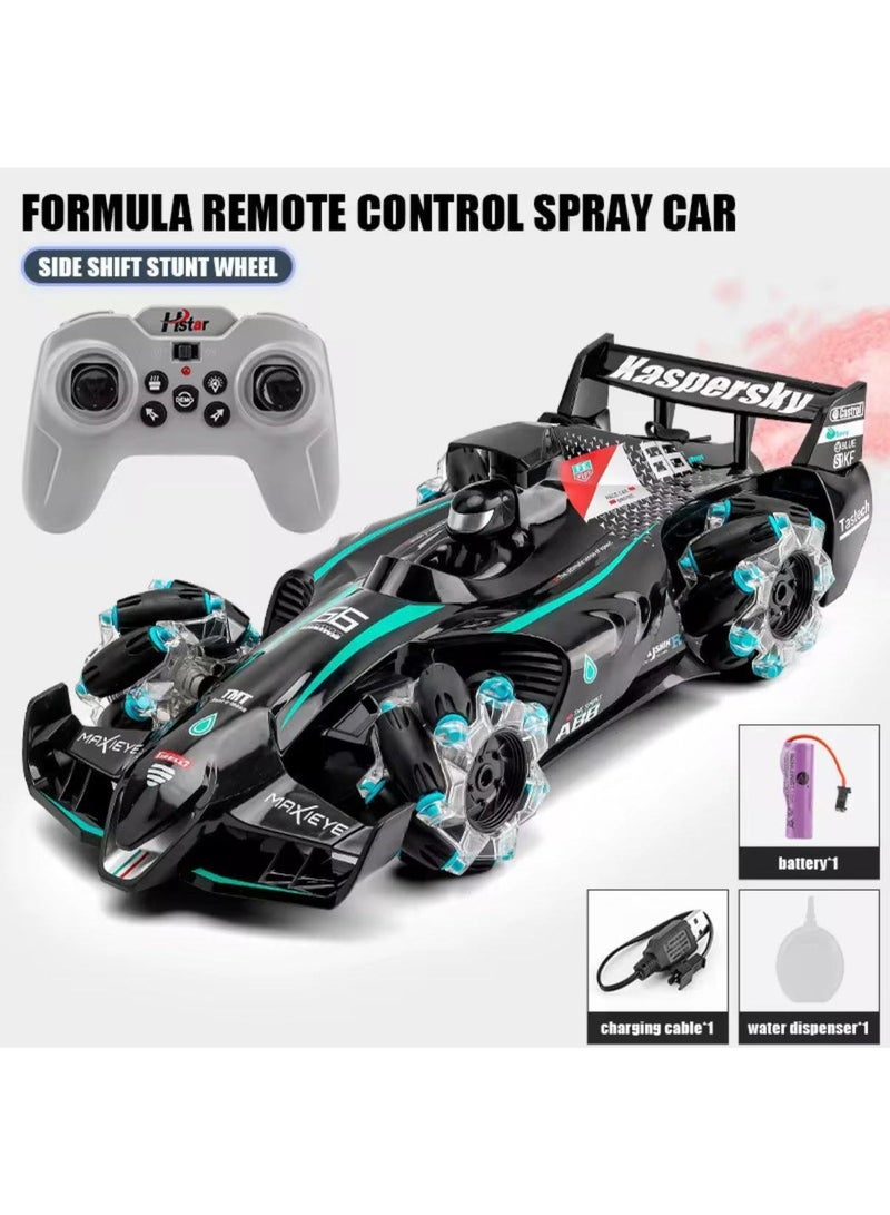 توي لاند سيارة سباق فورمولا RC 11 قناة - سيارة تحكم عن بعد 2.4 جيجاهرتز مزودة ببخاخ دخان وعجلات دريفت وبطارية قابلة لإعادة الشحن - لون أسود - Image 4