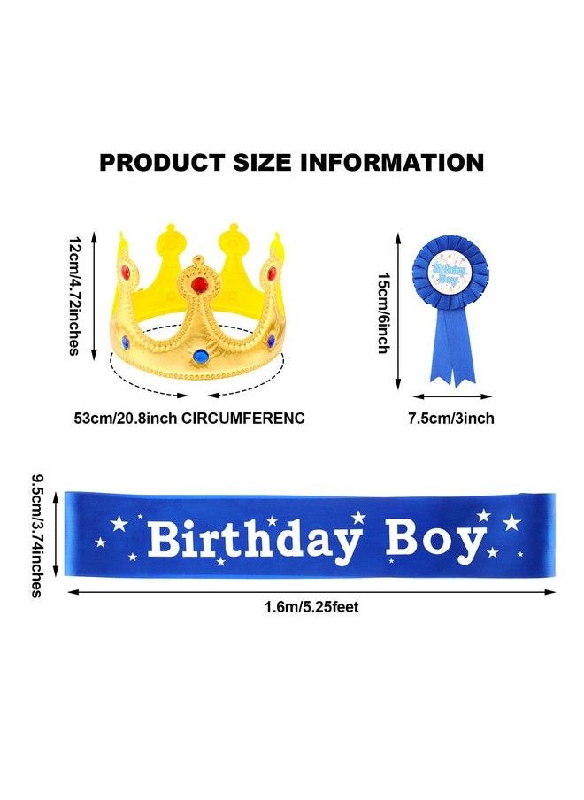 WILLBOND Birthday King Crown, Birthday Sash And Button Pins Birthday Party Accessory Set For Boys Kids Theme Birthday Dress Birthday Party Decoration  - Image 3