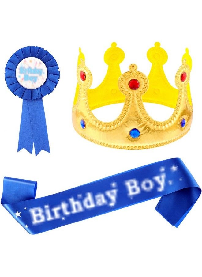 WILLBOND Birthday King Crown, Birthday Sash And Button Pins Birthday Party Accessory Set For Boys Kids Theme Birthday Dress Birthday Party Decoration  - Image 2