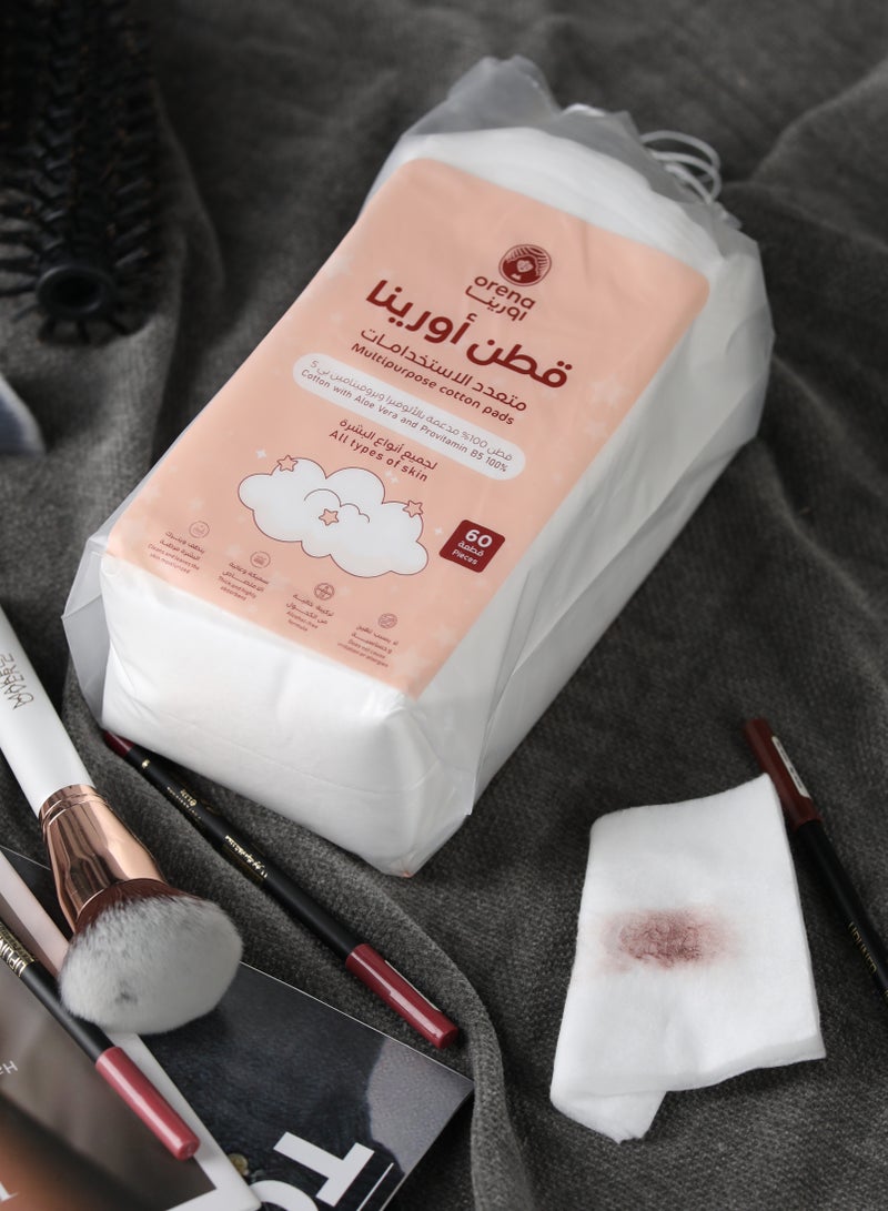 orena 100% Natural Cotton Makeup Pads (60 Count) - Multipurpose Cotton Pads with Aloe Vera & Pro Vitamin B5 - Gentle & Soft Facial Cotton Rounds for Makeup Removal, Toner Application, Sensitive Skin & Daily Skincare - Image 4