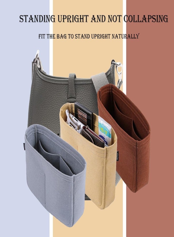 D.DUO Bag Organizer Insert, Tote Purse Insert, Pocket Wallet Divider for Hermes Evelyne 16/29/33 (L(11.8×3.1×8.7), Brown) - Image 4