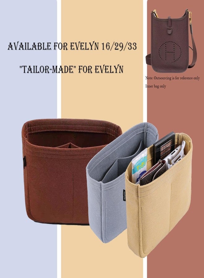 D.DUO Bag Organizer Insert, Tote Purse Insert, Pocket Wallet Divider for Hermes Evelyne 16/29/33 (L(11.8×3.1×8.7), Brown) - Image 2