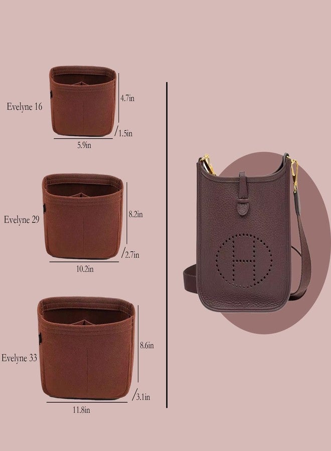 D.DUO Bag Organizer Insert, Tote Purse Insert, Pocket Wallet Divider for Hermes Evelyne 16/29/33 (L(11.8×3.1×8.7), Brown) - Image 3