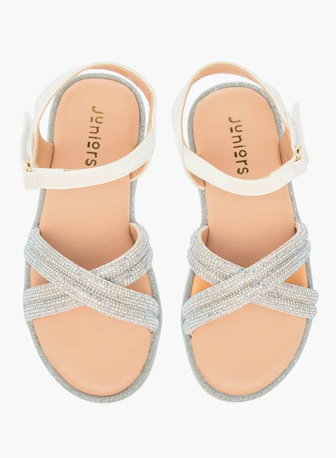 جونيورز Girls Embellished Sandals with Hook and Loop Closure Ramadan Collection