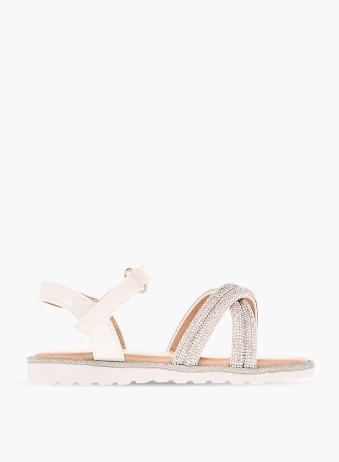 جونيورز Girls Embellished Sandals with Hook and Loop Closure Ramadan Collection
