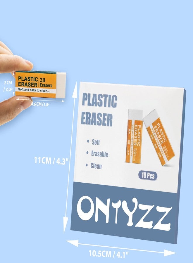 ONTYZZ مجموعة ممحاة ONTYZZ مكونة من 10 قطع، ممحاة بيضاء ناعمة، ممحاة كبيرة بيضاء للكتابة والرسم في المكتب - Image 2