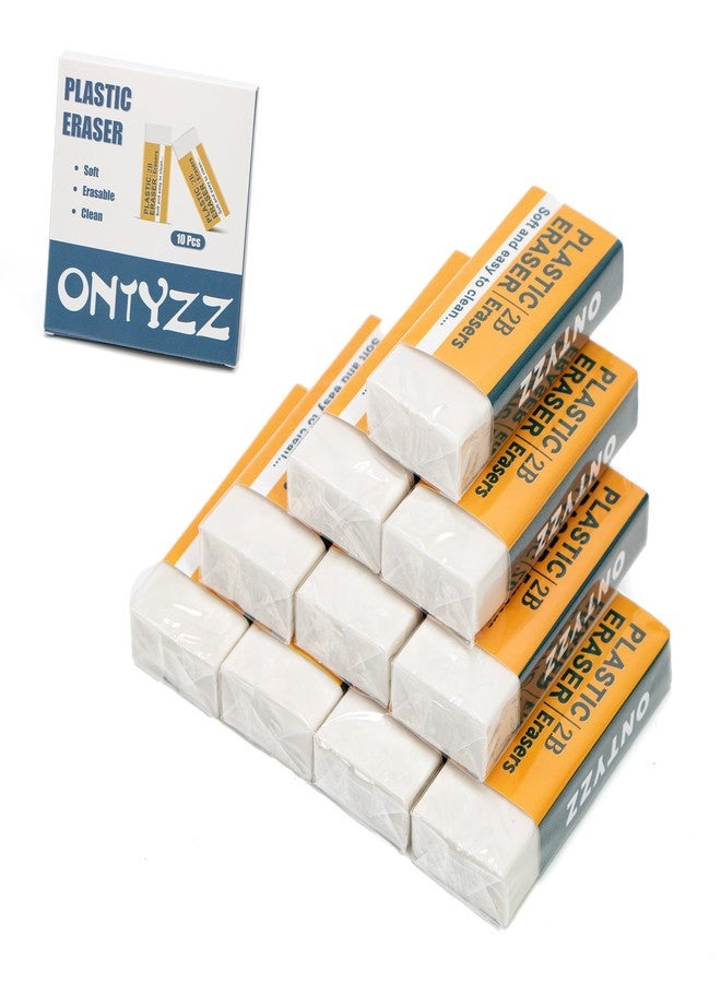 ONTYZZ مجموعة ممحاة ONTYZZ مكونة من 10 قطع، ممحاة بيضاء ناعمة، ممحاة كبيرة بيضاء للكتابة والرسم في المكتب - Image 1