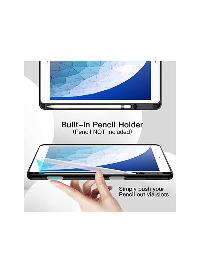 جي تيك حافظة لجهاز Ipad Air 3 مقاس 10.5 بوصة 2019 الجيل الثالث وجهاز iPad Pro 10.5 مع حامل قلم رصاص وغطاء نحيف للكمبيوتر اللوحي مع غطاء خلفي ناعم من مادة TPU وخاصية الاستيقاظ التلقائي باللون الأسود - Image 5
